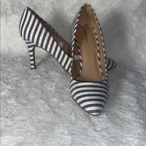 Merona Blue and White Heels with Pointed Toe